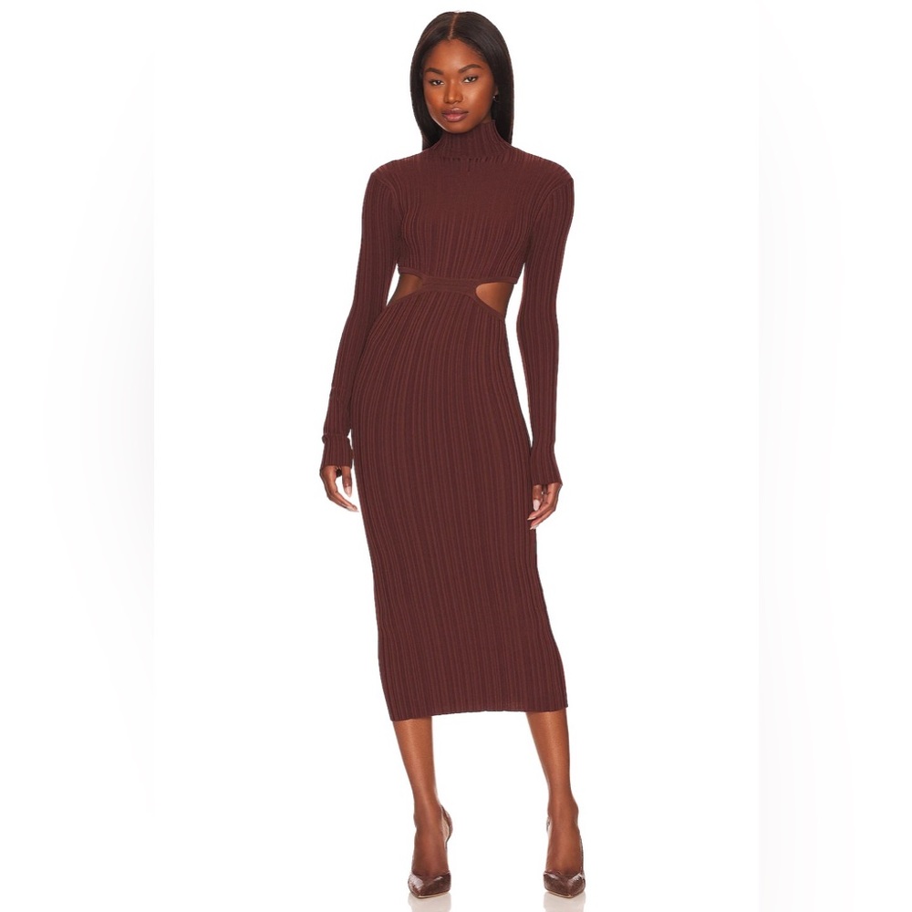 L’Academie  Banji turtleneck cut out midi dress size: XL